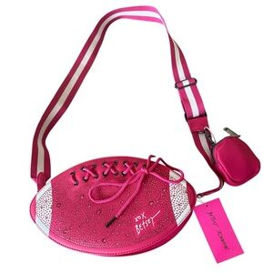 NWT Betsey Johnson Vibrant Pink Sports Crossbody Bag Football Season